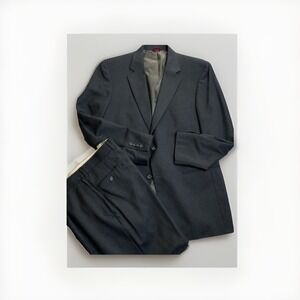 Men's 100% Wool Suit Savile Row Macys Jacket 42 Long Waist 36 X29 Gray